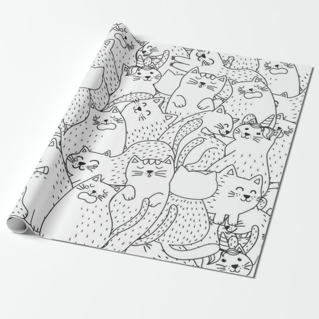 Papel De Presente Padrão de Cat (Desenrolado)