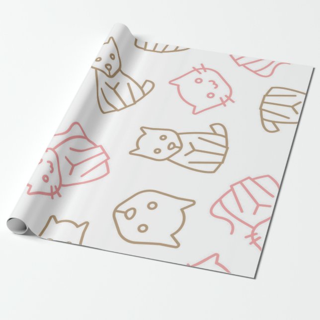 Papel De Presente Padrão de Cat (Desenrolado)