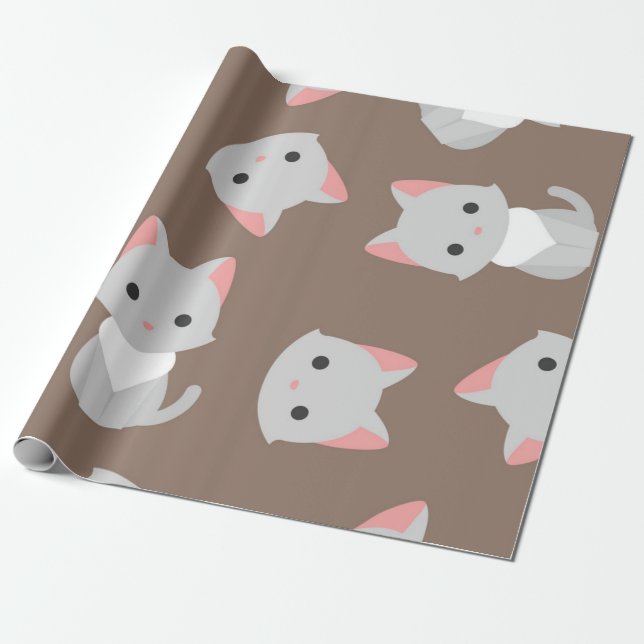 Papel De Presente Padrão de Cat (Desenrolado)