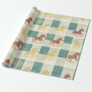 Papel De Presente Padrão de Cavalo de Balanço Distress Vintage (5)