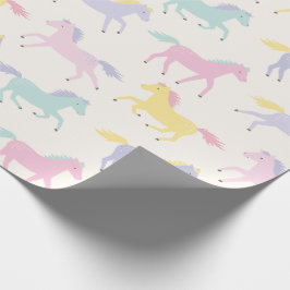 Papel De Presente Padrão de cavalos pastel estilizados em grão