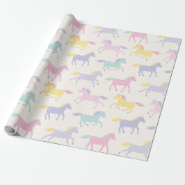 Papel De Presente Padrão de cavalos pastel estilizados em grão