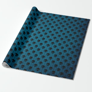 Papel De Presente Padrão de caveira preto e azul