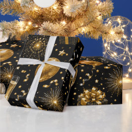 Papel De Presente Padrão de Celebração de Ano Novo Luxuoso