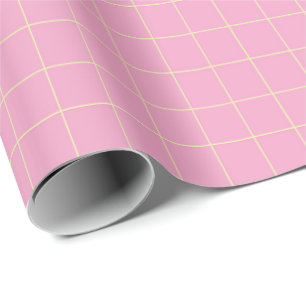 Papel De Presente Padrão de célula verde claro com fundo rosa.