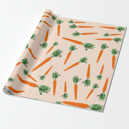 Papel De Presente Padrão de Cenoura Laranja