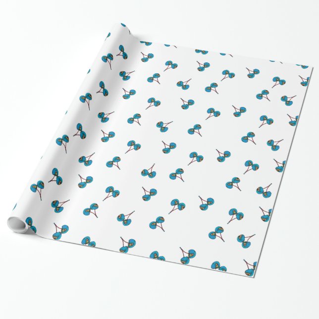 Papel De Presente Padrão de Cereja Azul (Desenrolado)