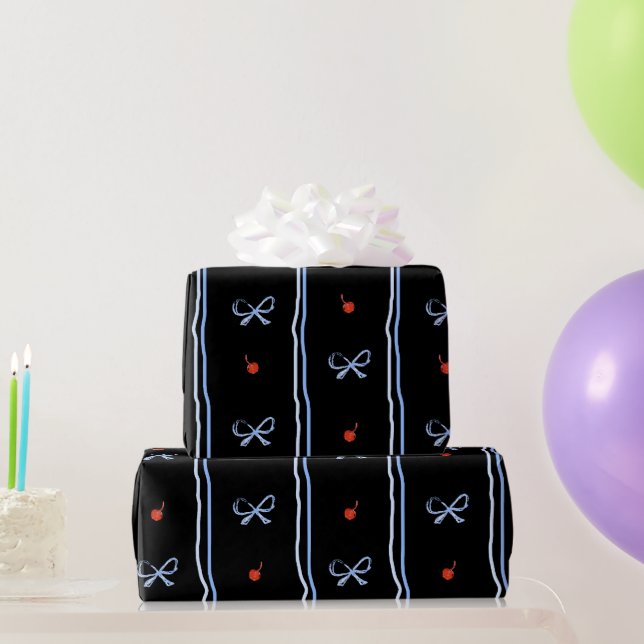 Papel De Presente Padrão de Cereja Doce Vermelha Coquete (Presentes para festas)