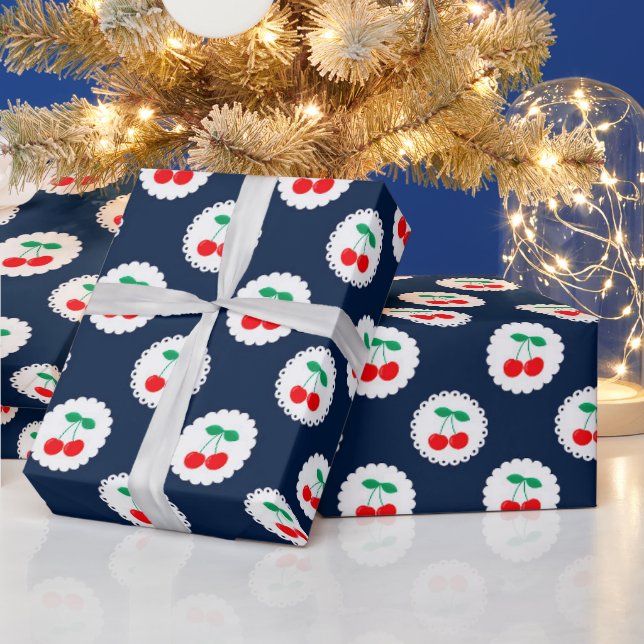 Papel De Presente Padrão de Cereja – Presente & Decoração de Frutas  (Feriados)