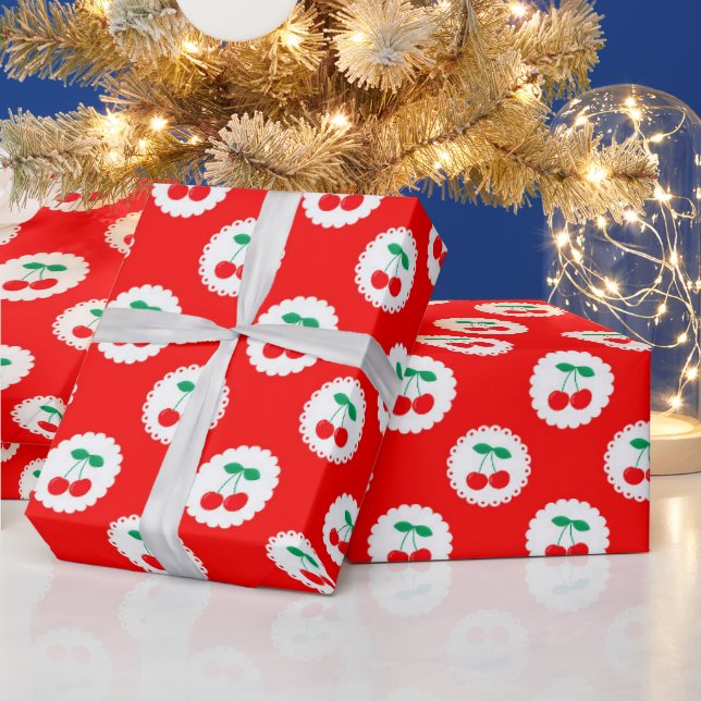 Papel De Presente Padrão de Cereja – Presente e Decoração de Frutas  (Feriados)