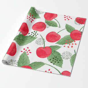 Papel De Presente Padrão de cereja sem costura. Luminosidade da aqu