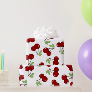 Papel De Presente Padrão de Cereja Vermelha Doce