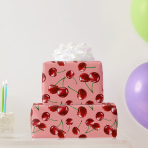 Papel De Presente Padrão de Cereja Vermelha Doce