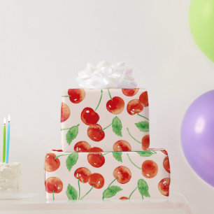 Papel De Presente Padrão de Cereja Vermelha Doce
