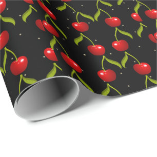 Papel De Presente Padrão de cerejas brilhantes