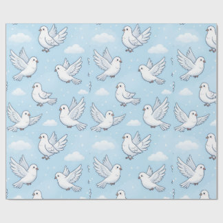 Papel De Presente Padrão de céu contínuo com pomba branca fofa