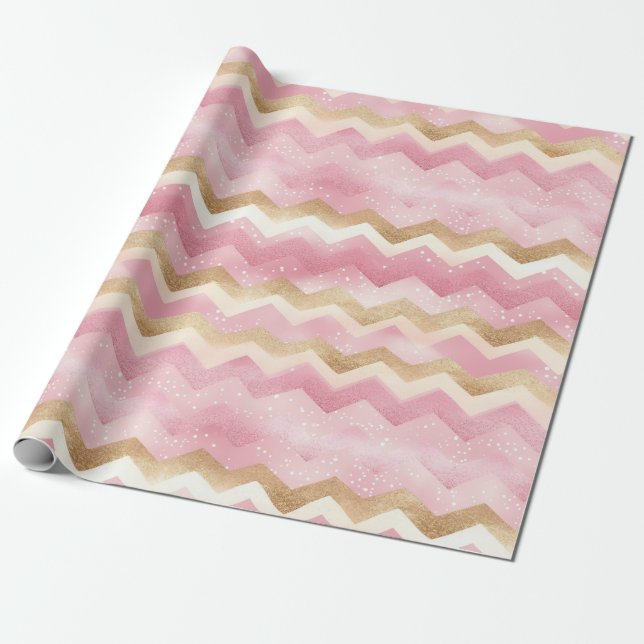 Papel De Presente Padrão de Cevão Rosa Estimulante (Desenrolado)