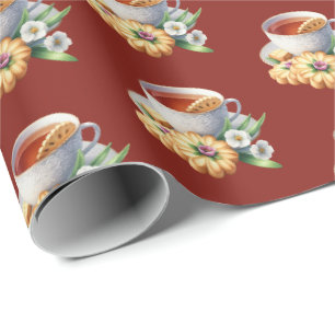 Papel De Presente Padrão de chá de limão em azulejos fofos