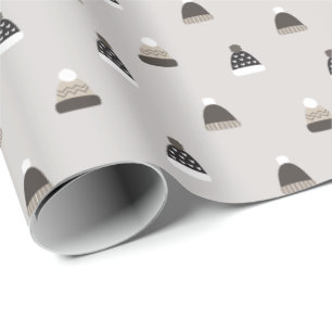Papel De Presente Padrão de chapéu de lã desenhada à mão