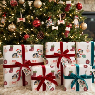 Papel De Presente Padrão de Chapéu de Papai Noel para Australian She