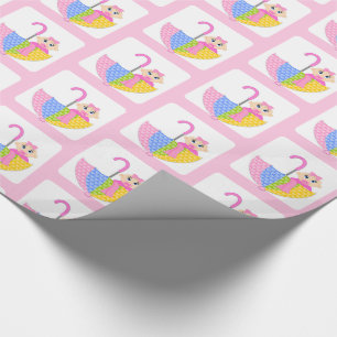 Papel De Presente Padrão de Chás de Bebê Menina Rosa Fofa