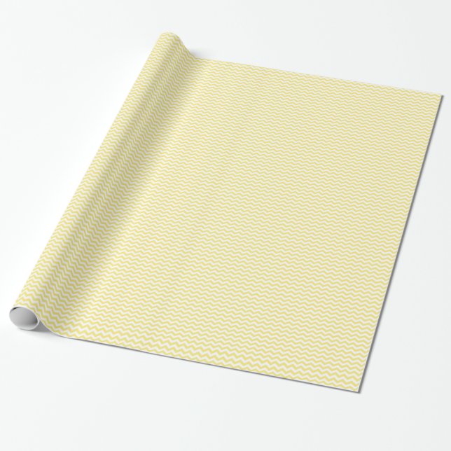 Papel De Presente Padrão de Chevron Amarelo Limão e Branco (Desenrolado)