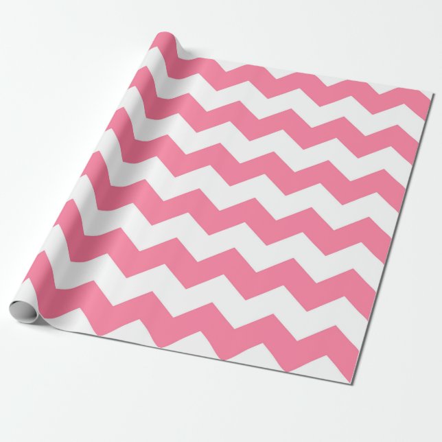 Papel De Presente Padrão de Chevron Cor-de-Rosa (Desenrolado)