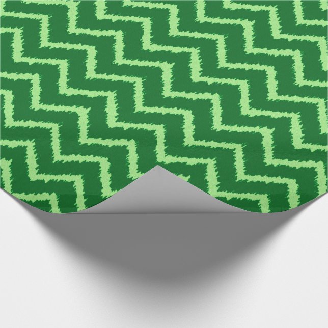 Papel De Presente Padrão de Chevron Ikat - Pinho e verde claro (Ponta)