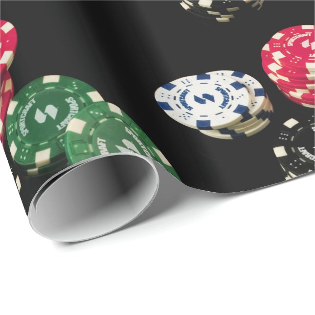 Papel De Presente Padrão de Chips Poker (Ponta do rolo)