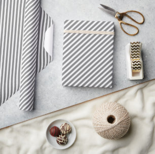 Papel De Presente Padrão De Cinzas Chic E Stripes Brancas