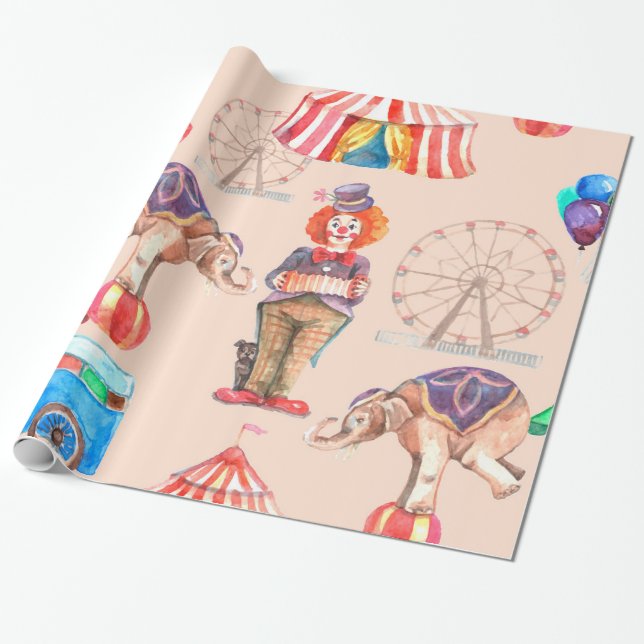 Papel De Presente Padrão de Circo (Desenrolado)
