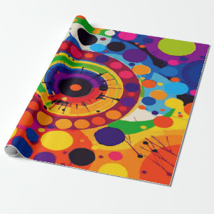 Papel De Presente Padrão de Círculo Abstrato Multicolorido – Ousado