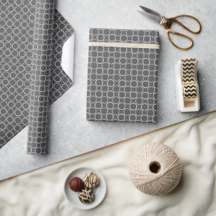 Papel De Presente Padrão de Círculo Elegante Bege