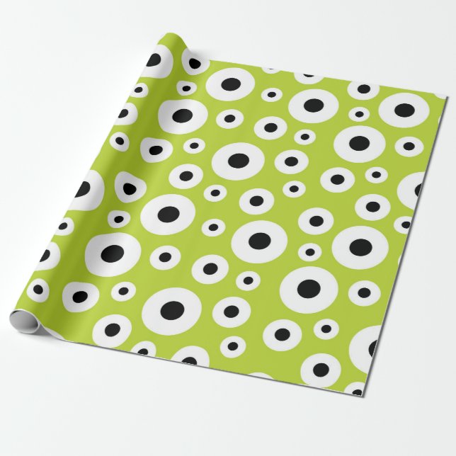 Papel De Presente Padrão de Círculo Preto e Branco Moderno (Desenrolado)