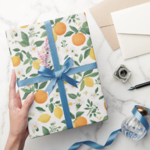 Papel De Presente Padrão de Citros de Limão e Laranja