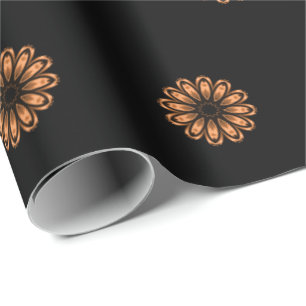 Papel De Presente Padrão de Cobre e Mandala Preto 2
