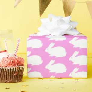 Papel De Presente Padrão De Coelhinho Branco A Rosa