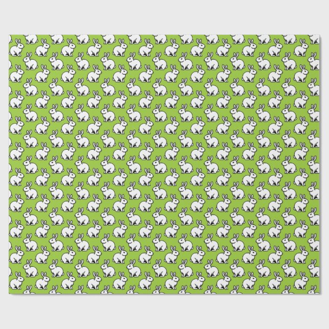 Papel De Presente Padrão de coelhos - Preto e Branco com Grn marcian (Aberto)