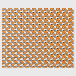 Papel De Presente Padrão de coelhos - Preto e Branco com Laranja