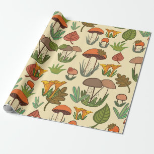 Papel De Presente Padrão de cogumelo.