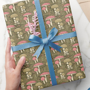 Papel De Presente Padrão de Cogumelo Divertido Fofo Moderno e Tendên