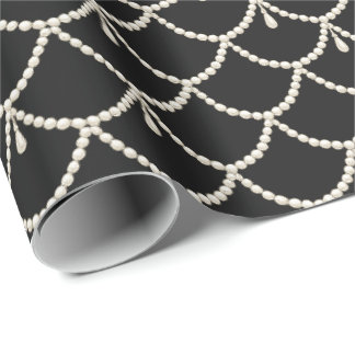 Papel De Presente Padrão de Colar de Pérolas de Luxo | Pérola Bege E