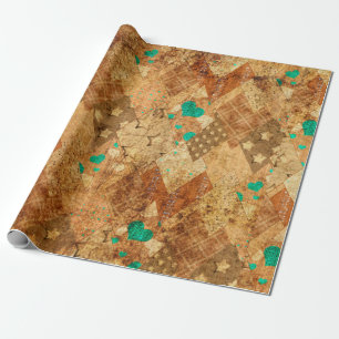 Papel De Presente Padrão de colcha de colcha de laranja castanho co