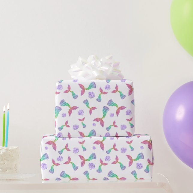 Papel De Presente Padrão de Coleta Sereia (Presentes para festas)