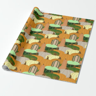 Papel De Presente Padrão de Colheita Abóbora de Outono