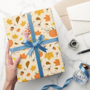 Papel De Presente Padrão de Colheita de Abóbora de Outono