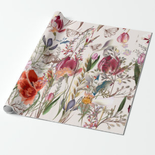 Papel De Presente Padrão de colheita de flores com plantas cortadas