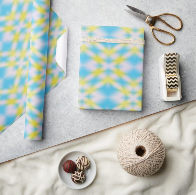 Papel De Presente Padrão de coloração amarela azul (Artesanato)
