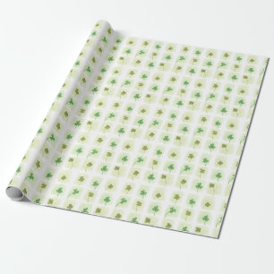 Papel De Presente Padrão de Coloração de Água de Clover e Shamrocks