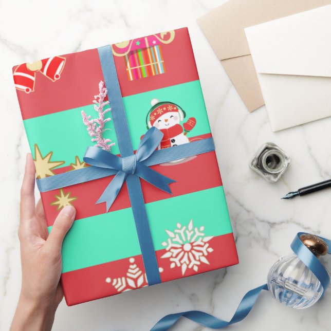 Papel De Presente Padrão de Combinação de Natal (Presentear)